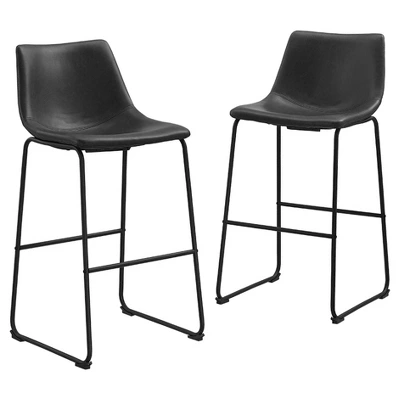 Set Of 2 Laslo Modern Upholstered Faux Leather Barstools - Saracina Home 7 Set Of 2 Laslo Modern Upholstered Faux Leather Barstools - Saracina Home - Image 7