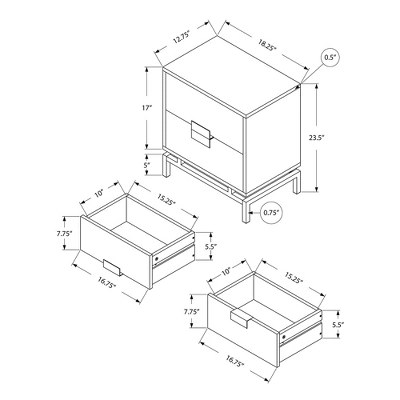 Monarch Specialties 24 Inch Modern Rectangular Accent Side Table With 2 Pull Out Drawers For Bedrooms And Living Rooms, Glossy White And Chrome 3 Monarch Specialties 24 Inch Modern Rectangular Accent Side Table With 2 Pull Out Drawers For Bedrooms And Living Rooms, Glossy White And Chrome - Image 3