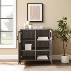 Transitional Glass And Grooved Door Accent Cabinet - Saracina Home -Cozy Living Deals Store GUEST a4eb9b0a 6c9b 454a 98f7 37d936374443