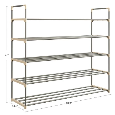 Hastings Home Five-Tier 30-Pair Shoe Storage Rack 1 Hastings Home Five-Tier 30-Pair Shoe Storage Rack