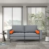 Costway Modern Loveseat 2-Seat Sofa Couch W/ 2 Bolsters Side Storage Pocket Ash Grey