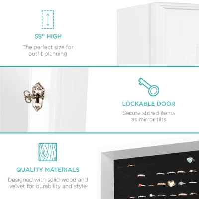 Best Choice Products 6-Tier Standing Mirror Lockable Storage Organizer Cabinet Armoire W/ Velvet Interior 5 Best Choice Products 6-Tier Standing Mirror Lockable Storage Organizer Cabinet Armoire W/ Velvet Interior - Image 5