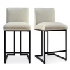Set Of 2 Mason 25" Contemporary Armless Upholstered Fabric With Black Metal Sled Legs Counter Height Barstools-The Pop Maison