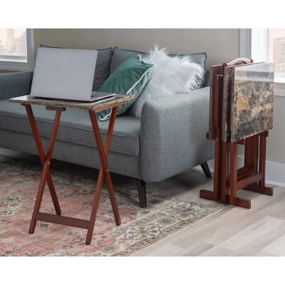 Faux Marble Tray Table Set - Linon 10 Faux Marble Tray Table Set - Linon - Image 10