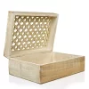 Mela Artisans Wood Keepsake Box With Hinged Lid In Trellis Design White- Extra Large