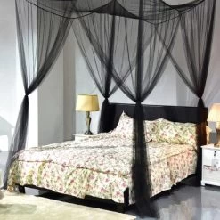 4 Corner Post Bed Canopy Mosquito Net Full Queen King Size Netting Bedding Black -Cozy Living Deals Store GUEST a66a1e56 6889 43c3 9d14 e5e392f679bb