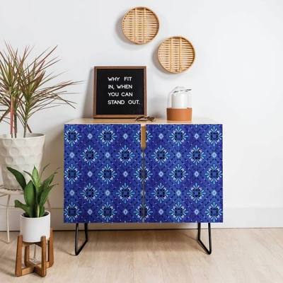 Schatzi Brown Boho Tile Credenza Black/Blue - Deny Designs 1 Schatzi Brown Boho Tile Credenza Black/Blue - Deny Designs