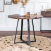 40" Urban Industrial Round Dining Table With Faux Wrap Leg Dark Walnut - Saracina Home