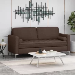Portwall Contemporary Tufted Sofa Brown - Christopher Knight Home