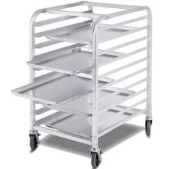 Costway 10 Sheet Aluminum Bakery Rack Silver Commercial Cookie Bun Pan Kitchen W/Wheel -Cozy Living Deals Store GUEST a72eb27b ce3f 448f b1cc dbe659966311