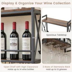 Costway Wall Mounted Wine Rack Industrial 2-Tier Wood Shelf With 3 Stem Glass Holders -Cozy Living Deals Store GUEST a7be08ac 006d 415d 9fdb a47bdbfd8d6e