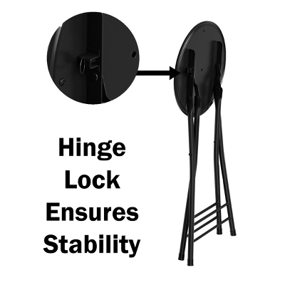 Hastings Home 24" Round Folding Stool With Padded Seat - Black 2 Hastings Home 24" Round Folding Stool With Padded Seat - Black - Image 2