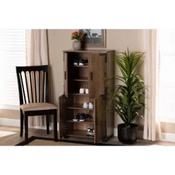 4 Door Cyrille Wood Shoe Cabinet Brown - Baxton Studio -Cozy Living Deals Store GUEST a80f24ef 44cb 4c8c 95c5 8d24a5e2e2d8