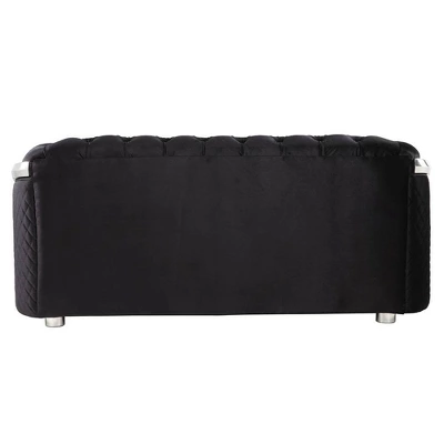 71" Pyroden Loveseat Black Velvet/Chrome Finish - Acme Furniture 4 71" Pyroden Loveseat Black Velvet/Chrome Finish - Acme Furniture - Image 4