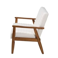 Stratton Boucle Fabric And Wood Loveseat White/Walnut Brown - Baxton Studio -Cozy Living Deals Store GUEST a8146ab7 db69 48af 9f6b a9b3af435923