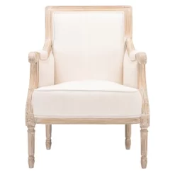 Chavanon Wood & Linen Traditional French Accent Chair Light Beige - Baxton Studio