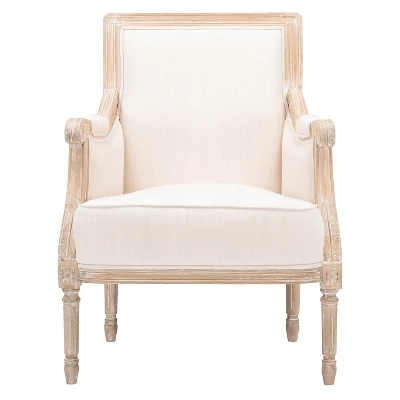 Chavanon Wood & Linen Traditional French Accent Chair Light Beige - Baxton Studio 1 Chavanon Wood & Linen Traditional French Accent Chair Light Beige - Baxton Studio