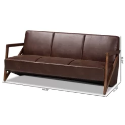 Christa Faux Leather Effect Fabric Upholstered Wood Sofa Dark Brown/Walnut Brown - Baxton Studio -Cozy Living Deals Store GUEST a88c2cfa 7fa5 4457 a20e d149d0d9457d