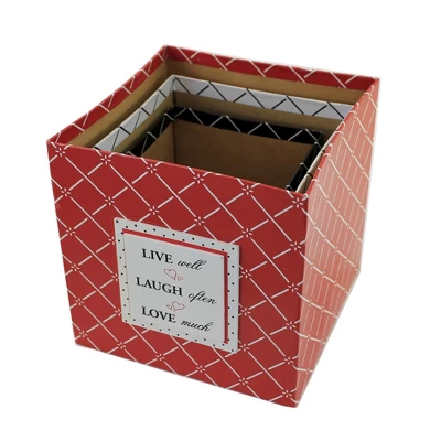 Home Decor 7.75" Red White & Black Nesting Boxes Decorative Storage - Decorative Container Sets 4 Home Decor 7.75" Red White & Black Nesting Boxes Decorative Storage - Decorative Container Sets - Image 4