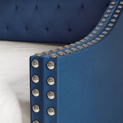 Twin Nova Faux Leather Upholstered Sofa Daybed With Trundle Blue - Eco Dream 3 Twin Nova Faux Leather Upholstered Sofa Daybed With Trundle Blue - Eco Dream - Image 3