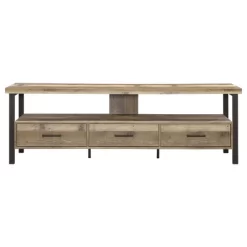 Morello 3 Drawer TV Stand For TVs Up To 80" Weathered Pine - Coaster -Cozy Living Deals Store GUEST a9110205 794d 472c b315 8f0cafe6a8b5