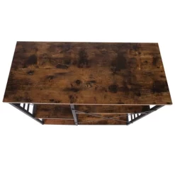 Wood And Metal Bakers Rack With 4 Shelves And Wire Basket Brown/Black - Benzara -Cozy Living Deals Store GUEST a9c4c2df 6f6e 4761 8ec2 887592aa4667