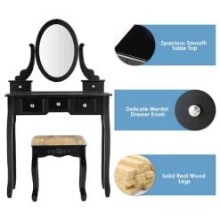 Tangkula Vanity Table Set W/ 360° Rotating Oval Mirror & Drawers Black/White -Cozy Living Deals Store GUEST a9e4a3b8 1318 49f8 ad0f 231941a3f11a