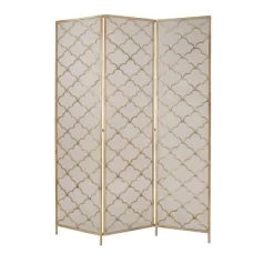 Modern Metal Filigree Room Divider Screen Gold - Olivia & May