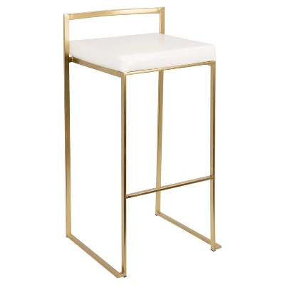 Set Of 2 31.5" Fuji Contemporary Barstools White - LumiSource 1 Set Of 2 31.5" Fuji Contemporary Barstools White - LumiSource