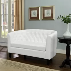 Prospect Upholstered Vinyl Loveseat White - Modway