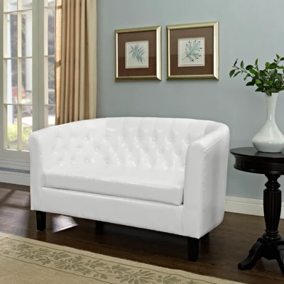 Prospect Upholstered Vinyl Loveseat White - Modway 1 Prospect Upholstered Vinyl Loveseat White - Modway