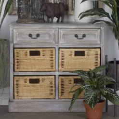 Wood Storage Accent Chest 4 Wicker Basket Drawers Taupe - Olivia & May -Cozy Living Deals Store GUEST aabffb05 59de 47ef 84c9 73503492b488