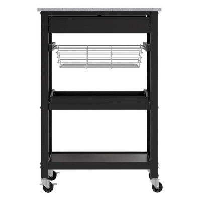 Julia Granite Top Kitchen Cart Wood/Black - Winsome 5 Julia Granite Top Kitchen Cart Wood/Black - Winsome - Image 5