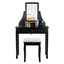 Costway Square Mirror Dressing Table Set Makeup Vanity For Bedroom, Living Room White/Black -Cozy Living Deals Store GUEST ab99f2a5 4a29 49ba 9a6c 42e7b19aba4b