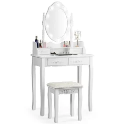 Costway Makeup Vanity Dressing Table Set W/10 Dimmable Bulbs Cushioned Stool -Cozy Living Deals Store GUEST abf3b224 e21c 4dee 90b0 9ad559e0144b