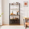 Yaheetech 65" Wine Bakers Rack Freestanding Wine Rack With Glass Holder And Wine Storage, Rustic Brown