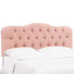 Twin Tufted Headboard In Velvet Blush Pink - Skyline Furniture