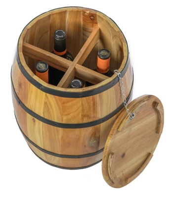 Vintiquewise Wine Barrel 4 Sectional Crate With Removable Head Lid 3 Vintiquewise Wine Barrel 4 Sectional Crate With Removable Head Lid - Image 3
