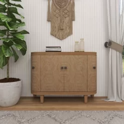 Traditional Carved Wood Curved Cabinet Brown - Olivia & May -Cozy Living Deals Store GUEST ad1fe404 ecc7 450c bd13 3974bb5d39ff