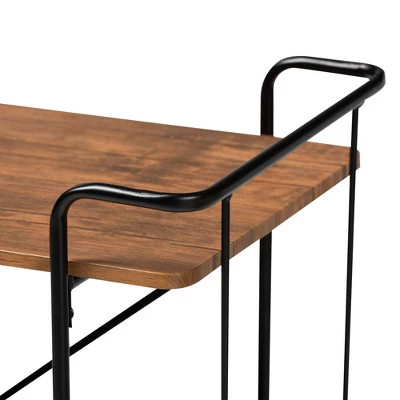 Neal Metal And Wood Kitchen Serving Cart Walnut/Black - Baxton Studio 4 Neal Metal And Wood Kitchen Serving Cart Walnut/Black - Baxton Studio - Image 4