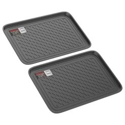 All Weather Boot Tray - Medium Water Resistant Plastic Utility Shoe Mat For Indoor And Outdoor Use In All Seasons By Stalwart (Set Of Two, Dark Grey) -Cozy Living Deals Store GUEST ad49339b 9ce8 4f68 8789 7f1b136b7f74