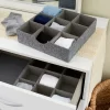 Household Essentials Set Of 2 9-Section Drawer Trays Graphite Linen