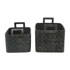 Set Of 2 Leather Storage Baskets Brown - Olivia & May -Cozy Living Deals Store GUEST aec929e5 10e8 472c 8122 b418735466cf