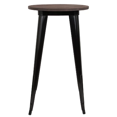 Merrick Lane 24" Round Metal Indoor Bar Height Table With Galvanized Steel Frame And Rustic Wood Top 5 Merrick Lane 24" Round Metal Indoor Bar Height Table With Galvanized Steel Frame And Rustic Wood Top - Image 5