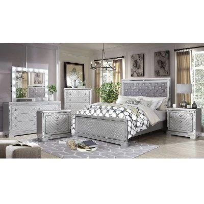6pc Tenaya Bedroom Set Silver/Gray - HOMES: Inside + Out 1 6pc Tenaya Bedroom Set Silver/Gray - HOMES: Inside + Out