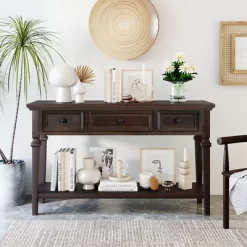 Retro Console Table With Drawers And Shelf-ModernLuxe -Cozy Living Deals Store GUEST afa7b89c 66cf 47ae a41d bcc77990d0a3