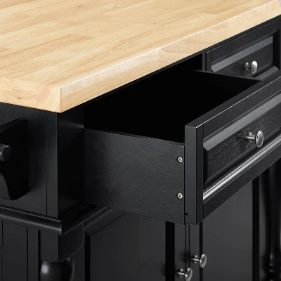 Oxford Kitchen Island With Square Seat Stools Black - Crosley 7 Oxford Kitchen Island With Square Seat Stools Black - Crosley - Image 7