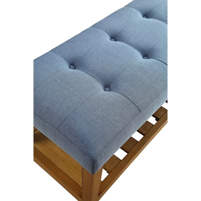 Simple Relax Fabric And Wood Bench In Blue And Oak Finish 3 Simple Relax Fabric And Wood Bench In Blue And Oak Finish - Image 3