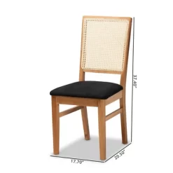 Set Of 2 Idris Fabric Upholstered Rattan Dining Chairs Black/Oak Brown - Baxton Studio -Cozy Living Deals Store GUEST b0073da7 301c 47a5 af0b 3e6844c47757