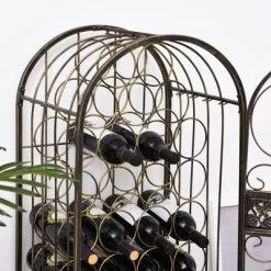 HOMCOM 45 Bottle Wrought Iron Wine Rack Jail With Lock - Antique Bronze -Cozy Living Deals Store GUEST b03a2298 ca51 48a7 9601 9b2f9bc9d008